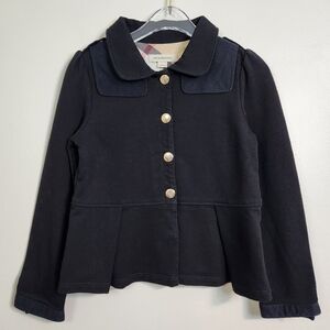 Burberry Girls Black Cotton Jacket, Size 4 ~ EUC